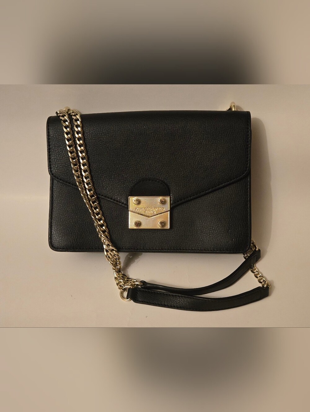 KARL LAGERFELD Black With Gold Chain Shoulder Crossbody Bag Purse